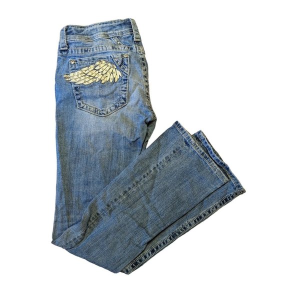 Miss Me Women's Blue Flare Bottom Light Wash Denim Jeans Size 29 - Picture 2 of 3